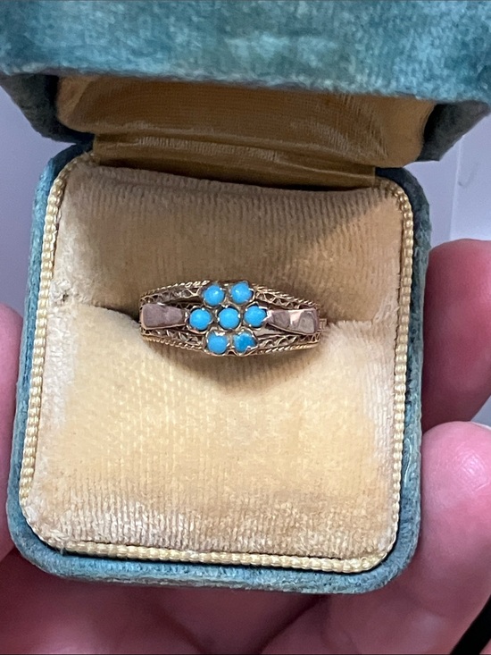 Antique Jewelry - 15K Gold Victorian Turquoise ring